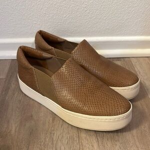 Vince Brown Textured Slip-On Loafers